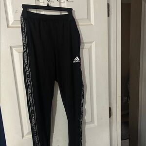 Adidas Kids Black Joggers with White Logo